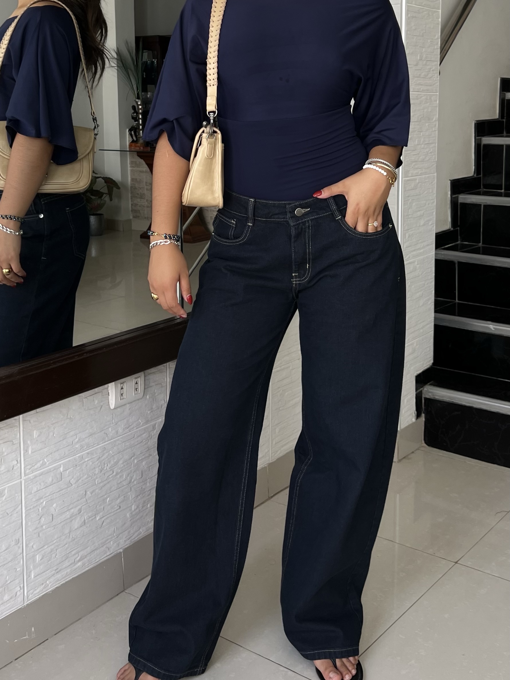 WIDE LEG DENIM OSCURO